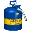 Justrite® Type II AccuFlow Steel Safety Can, 5 Gal., 1" Metal Hose, Blue, 7250330