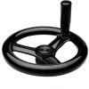 JW Winco - 0BLC0/D - Plastic 3-Spoked Handwheel w/ Rev Handle, Blank Type - 3.94" Dia - Solid Hub