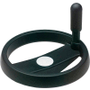 JW Winco - 10MEL1/D - Plastic Two Spoked Handwheel w/ Rev Handle - 3.15" Dia x 10mm Bore