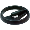 JW Winco - 12MEM3/D - Plastic Two Spoked Handwheel w/ Retractable Handle - 4.92" Dia x 12mm Bore