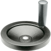 JW Winco - 12MF11/D - Black Solid Disk Handwheel w/ Rev Handle - 3.15" Dia x 12mm Bore