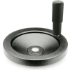 JW Winco - 12MF12/R - Black Solid Disk Handwheel w/ Rev Handle - 3.94" Dia x 12mm Bore
