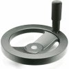 J.W. Winco Black 2 Spoked Handwheel w/ Rev Handle-6.30" Dia x 12mm Bore
