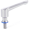 Hygenic Design Adjustable Lever - M6 - 20mm Threaded Stud - Stainless - J.W. Winco 305-63-M6-20-PL