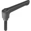 Nylon Plastic Adjustable Lever With Steel Components 1/4-20 x .98 Stud 1.77"L - Made In USA