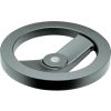 J.W. Winco Black 2 Spoked Handwheel w/o Rev Handle-4.92" Dia x .500" Bore