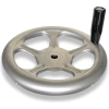 JW Winco - 4BL81/D - Stainless Spoked Handwheel w/ Rev Handle - 6.30" Dia x .500" Bore