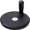 JW Winco - 4BRW2K/R - Aluminum Flat-Faced Handwheel w/ Rev Handle - 4.92" Dia x .500" Bore - Black