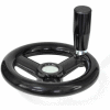 JW Winco - 6204015 - Plastic 3 Spoked Handwheel w/ Rev Handle - 5.91" Dia x .24" Pilot Hole