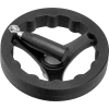JW Winco - 6361005 - Plastic 3 Spoked Handwheel w/ Retractable Handle - 3.94" Dia x .16" Pilot Hole