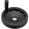 JW Winco - 6380005 - Plastic Solid Disk Handwheel w/ Rev Handle - 3.94" Dia x .16" Pilot Hole