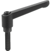 Die Cast Adjustable Lever - M6 x 1.0 - 63mm Handle - 63mm Stud - Black - J.W. Winco 6N63A02K GN300