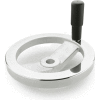 JW Winco - 9ME32/R - Aluminum 2 Spoked Handwheel w/ Rev Handle - 6.30" Dia x 9mm Bore