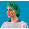 Pleated Polypropylene Bouffant Cap, 100% Latex Free, Green, 21", 100/Bag, 10 Bags/Case