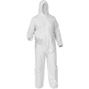 KeyGuard® Coverall, Elastic Wrists & Ankles, Attached Hood, Zipper Front, White, 2XL, 25/CS