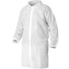 HD Polypropylene Lab Coat, No Pockets, Elastic Wrists, Snap Front, Single Collar, White, L, 30/Case