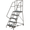 Perforated 24"W 5 Step Steel Rolling Ladder 20"D Top Step - KDSR105246-D2