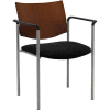 KFI Guest Chair with Arms - Chocolate Wood Back, Black Fabric Seat