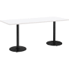 KFI 96" x 36"H Counter Height Pedestal Table - Designer White Top - Round Black Base