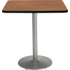KFI 36" x 36"H Square Counter Height Pedestal Table - River Cherry Top - Round Silver Base