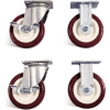 Knaack 516 6" Poly Caster Set w/ Brakes, Non-Marking Polyurethane, Black/Silver