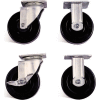 Knaack 695 6" Caster Set w/ Brakes, Solid Polypropylene HD, Black/Silver