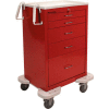 Lakeside® C-530-K-1R Classic 5 Drawer Medical Emergency Cart, Red, Key Lock