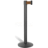 Lavi Industries Contempo Queuing Stanchion, 40"H Black Post, 7'L Bronze Belt, Sloped Base