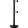 Lavi Industries Beltrac® Retractable Dual Belt Barrier, 40" Black Wrinkle Post, 7' Gray Belt