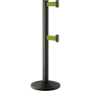 Lavi Industries Beltrac® Retractable Dual Belt Barrier, 40" Black Wrinkle Post, 7' Olive Belt