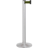 Lavi Industries Beltrac® Retractable Belt Barrier, 40" Silver Post, 7' Black/Neon Yellow Belt