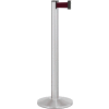 Lavi Industries Beltrac® Retractable Belt Barrier, 40" Silver Post, 7' Burgundy Belt