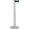 Lavi Industries Beltrac® Retractable Belt Barrier, 40" Silver Post, 7' Forest Green Belt