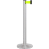 Lavi Industries Beltrac® Retractable Belt Barrier, 40" Silver Post, 7' Neon Yellow Belt