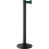 Lavi Industries Beltrac® Retractable Belt Barrier, 40" Black Wrinkle Post ,7' Forest Green Belt