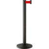 Lavi Industries Beltrac® Retractable Belt Barrier, 40" Black Wrinkle Post, 7' Red Belt