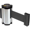 Lavi Industries Chrome Aisle Closure Wall Mount, 7'L Black Retractable Belt Barrier