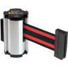 Lavi Industries Chrome Aisle Closure Wall Mount, 7'L Black/Red Retractable Belt Barrier