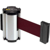 Lavi Industries Chrome Aisle Closure Wall Mount, 7'L Burgundy Retractable Belt Barrier