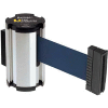 Lavi Industries Chrome Aisle Closure Wall Mount, 7'L Navy Blue Retractable Belt Barrier