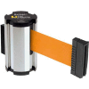 Lavi Industries Chrome Aisle Closure Wall Mount, 7'L Orange Retractable Belt Barrier