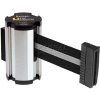 Lavi Industries Chrome Aisle Closure Wall Mount, 7'L Silver/Black Retractable Belt Barrier
