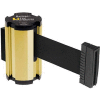 Lavi Industries Gold Anodized Aisle Closure Wall Mount, 7'L Black Retractable Belt Barrier