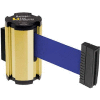 Lavi Industries Gold Anodized Aisle Closure Wall Mount, 7'L Blue Retractable Belt Barrier
