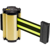 Lavi Industries Gold Anodized Aisle Closure Wall Mount, 7'L Black/Neon Yellow Retractable Belt