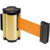 Lavi Industries Gold Anodized Aisle Closure Wall Mount, 7'L Orange Retractable Belt Barrier