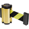 Lavi Industries Gold Anodized Aisle Closure Wall Mount, 7'L Safety Black/Yellow Retractable Belt