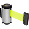 Lavi Industries Satin Aisle Closure Wall Mount, 7'L Florescent Yellow Retractable Belt Barrier
