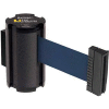 Lavi Industries Black Aisle Closure Wall Mount, 7'L Navy Blue Retractable Belt Barrier