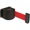 Lavi Industries Wrinkle Black Wall Mount, 18'L Red Retractable Belt Barrier